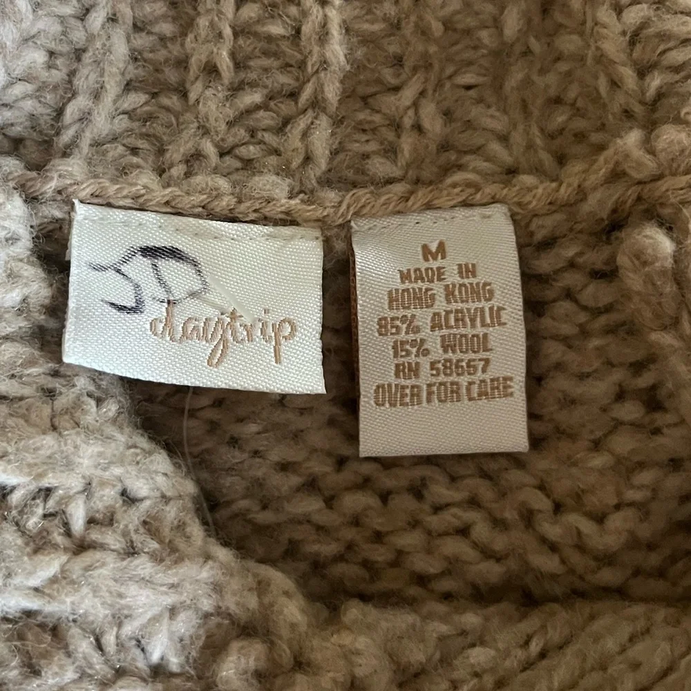 Daytrip Beige Cowl Neck Sweater with Buttons - Picture 6 of 8